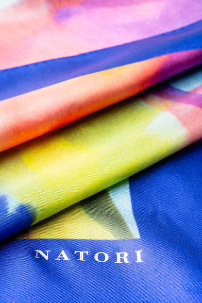 Silk Long Scarf Kumo Blue Multi