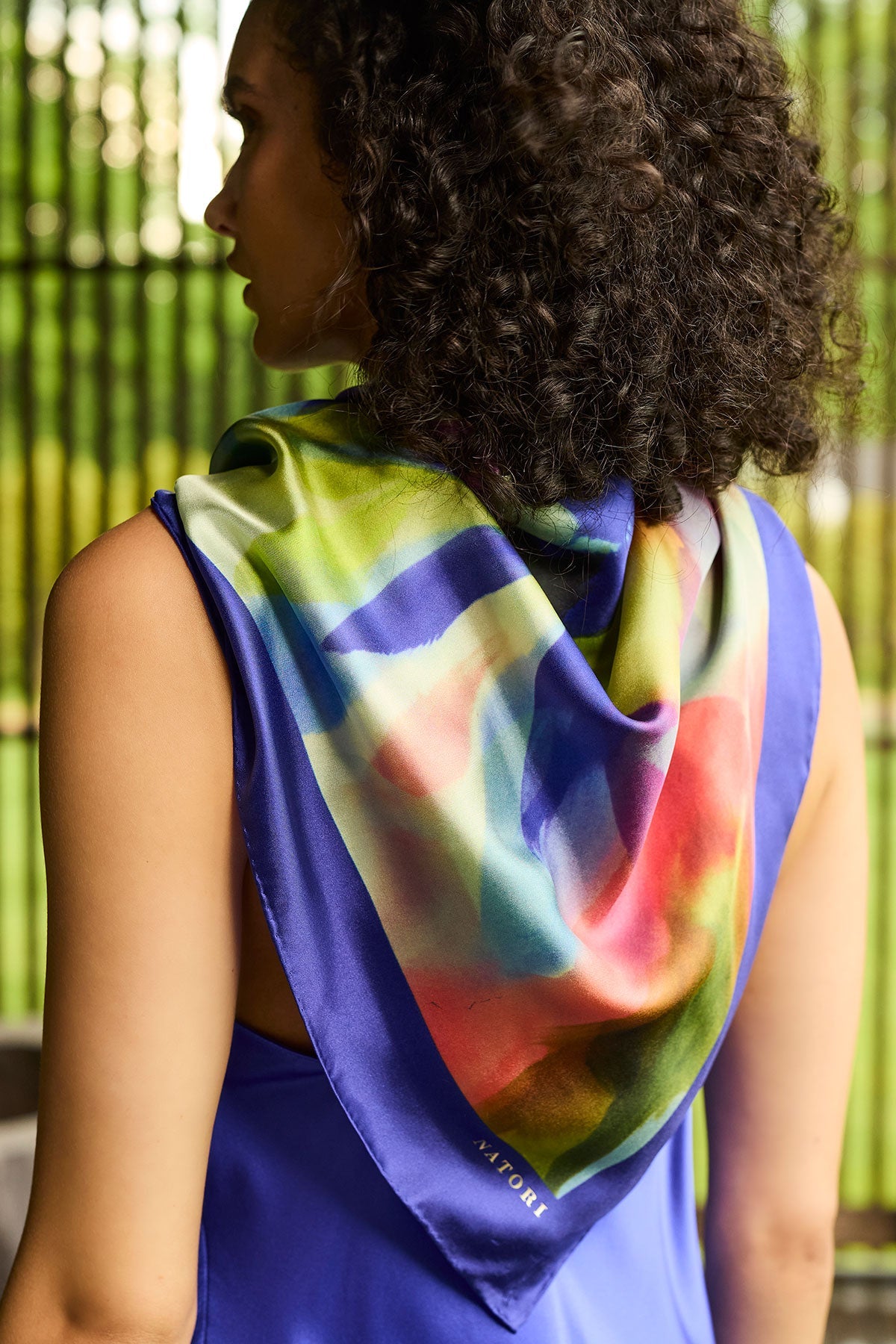 Silk Long Scarf Kumo Blue Multi