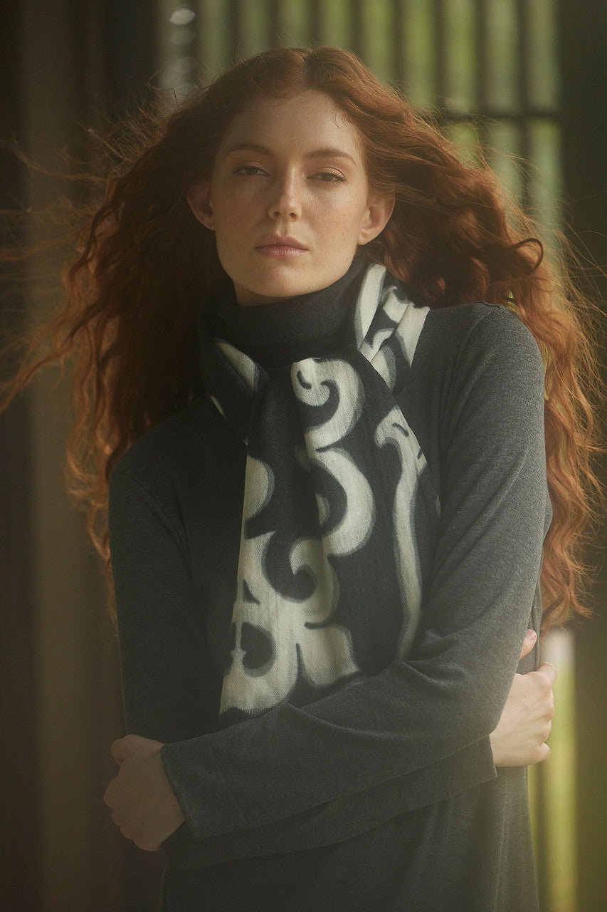 Buy Leticia Printed Scarf in Black Online Black