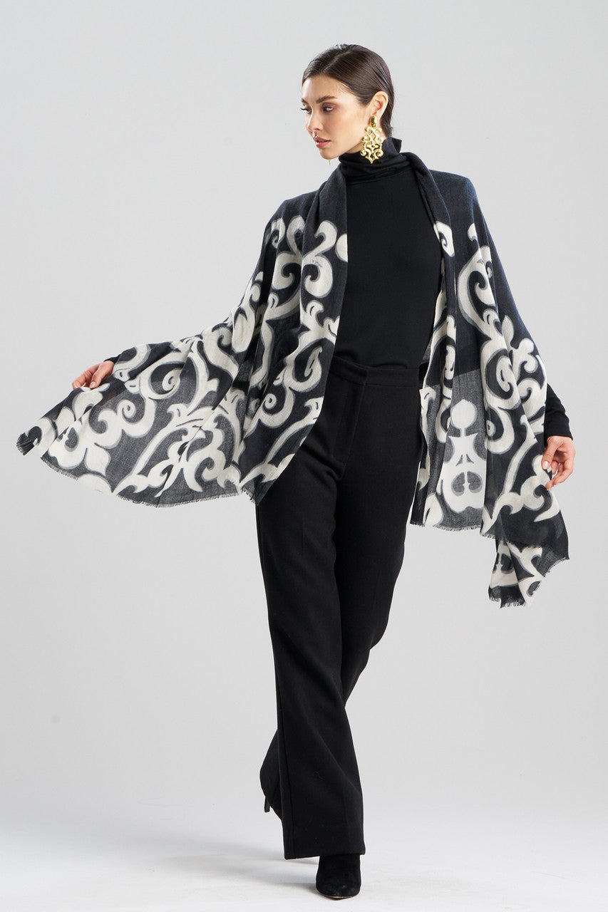Buy Leticia Printed Scarf in Black Online Black