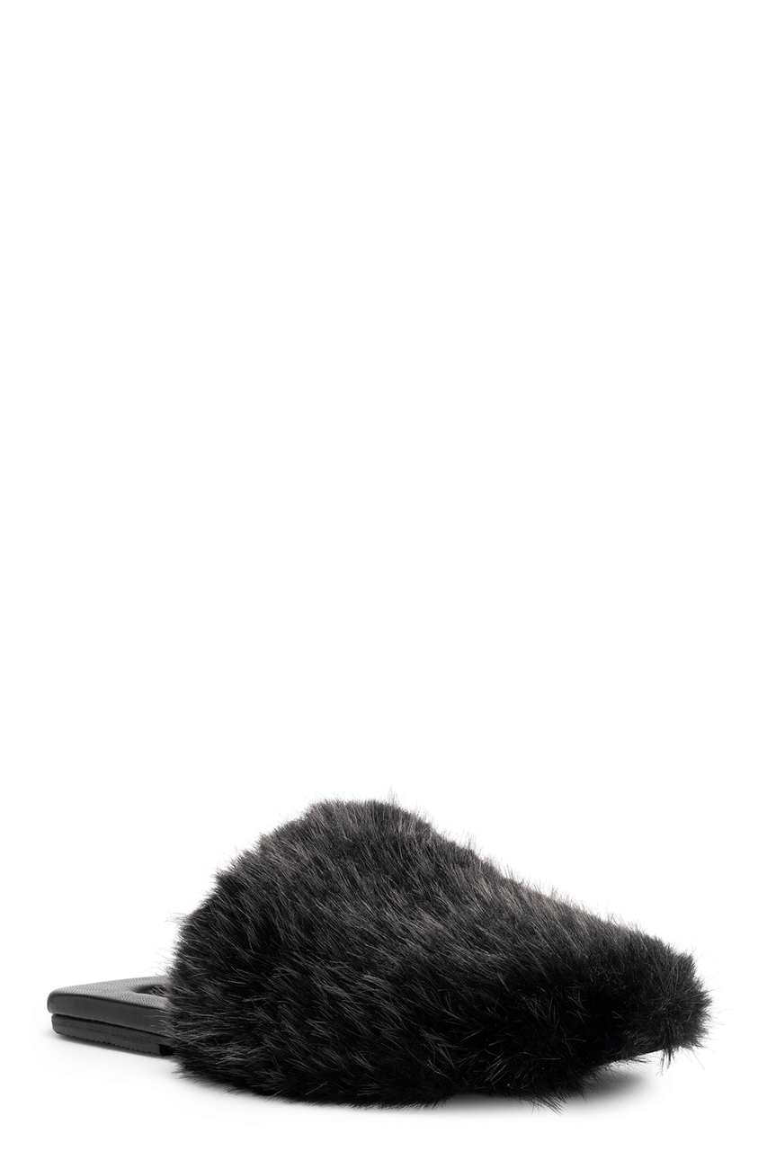 Buy Faux Mink Slide in Black Online Black