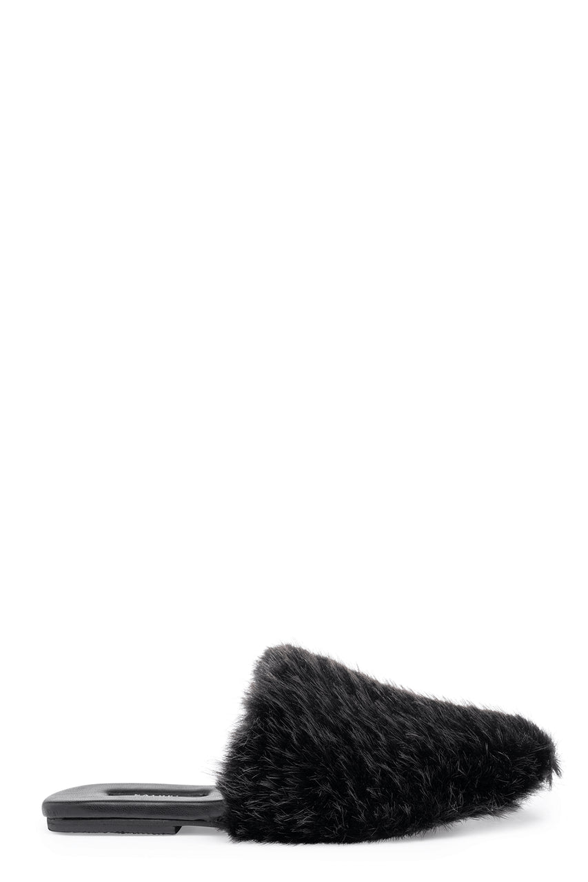 Buy Faux Mink Slide in Black Online Black