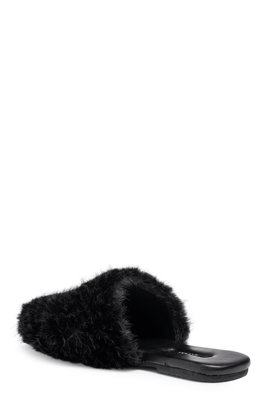 Buy Faux Mink Slide in Black Online Black