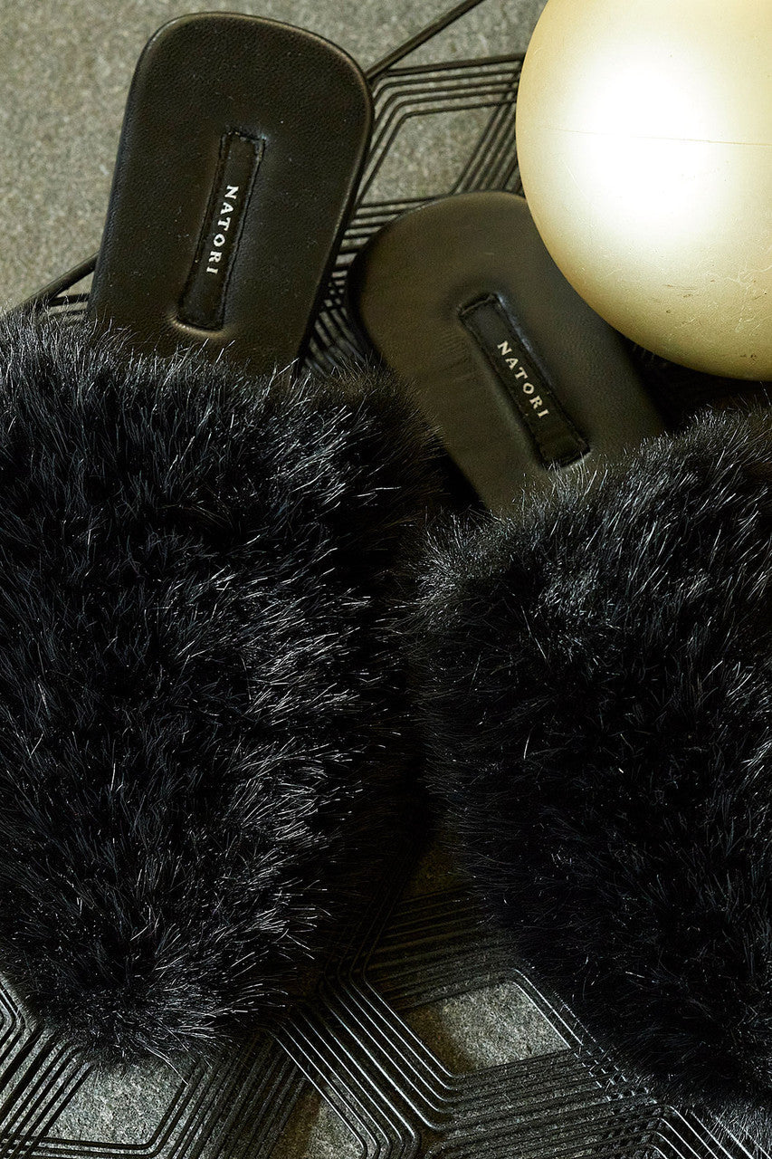 Buy Faux Mink Slide in Black Online Black