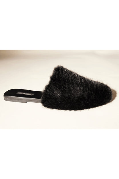 Buy Faux Mink Slide in Black Online Black