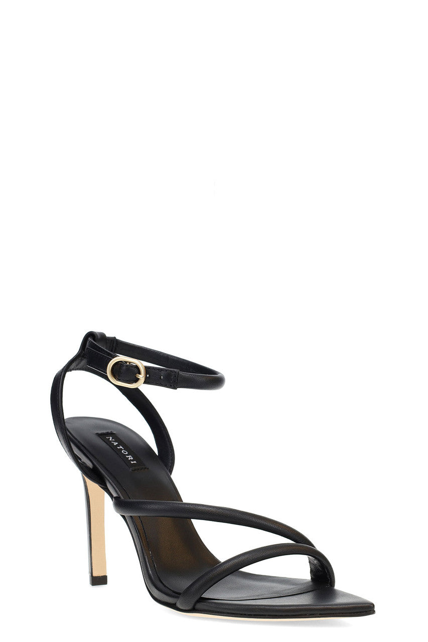 Buy Reiki Nappa Leather Ankle Strap Heel in Black Online Black