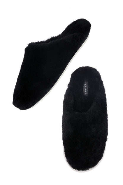 Buy Bliss Genuine Shearling Slide in Black Online Black