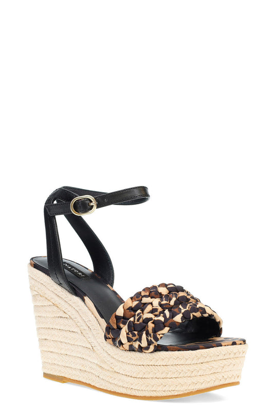 Buy Rae Luxe Leopard Hinami Braided Wedge Sandals in Chestnut Online Chestnut