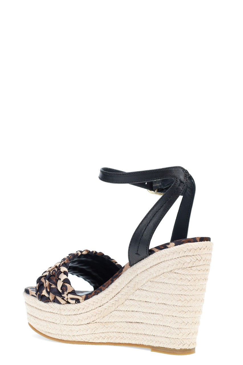 Buy Rae Luxe Leopard Hinami Braided Wedge Sandals in Chestnut Online Chestnut