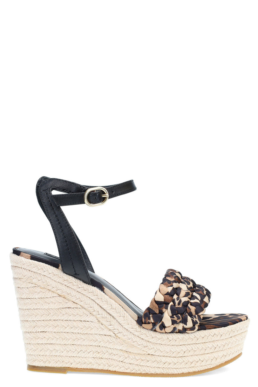 Buy Rae Luxe Leopard Hinami Braided Wedge Sandals in Chestnut Online Chestnut