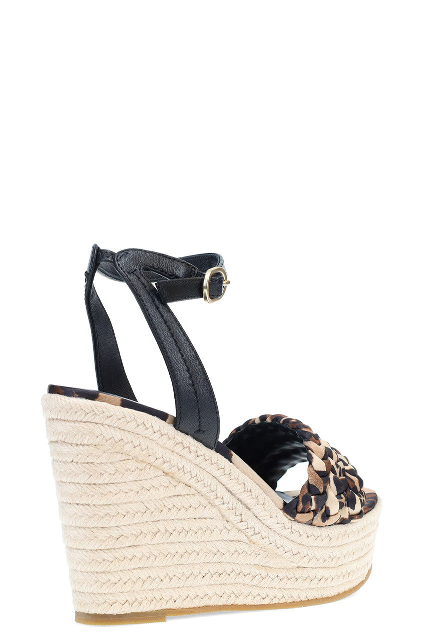 Buy Rae Luxe Leopard Hinami Braided Wedge Sandals in Chestnut Online Chestnut