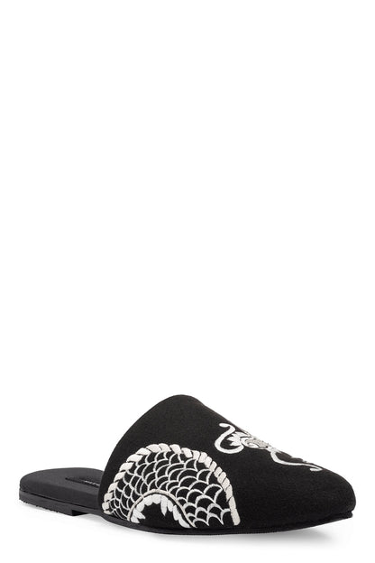 Buy Dragon Embroidered Felt Slide in Black Online Black