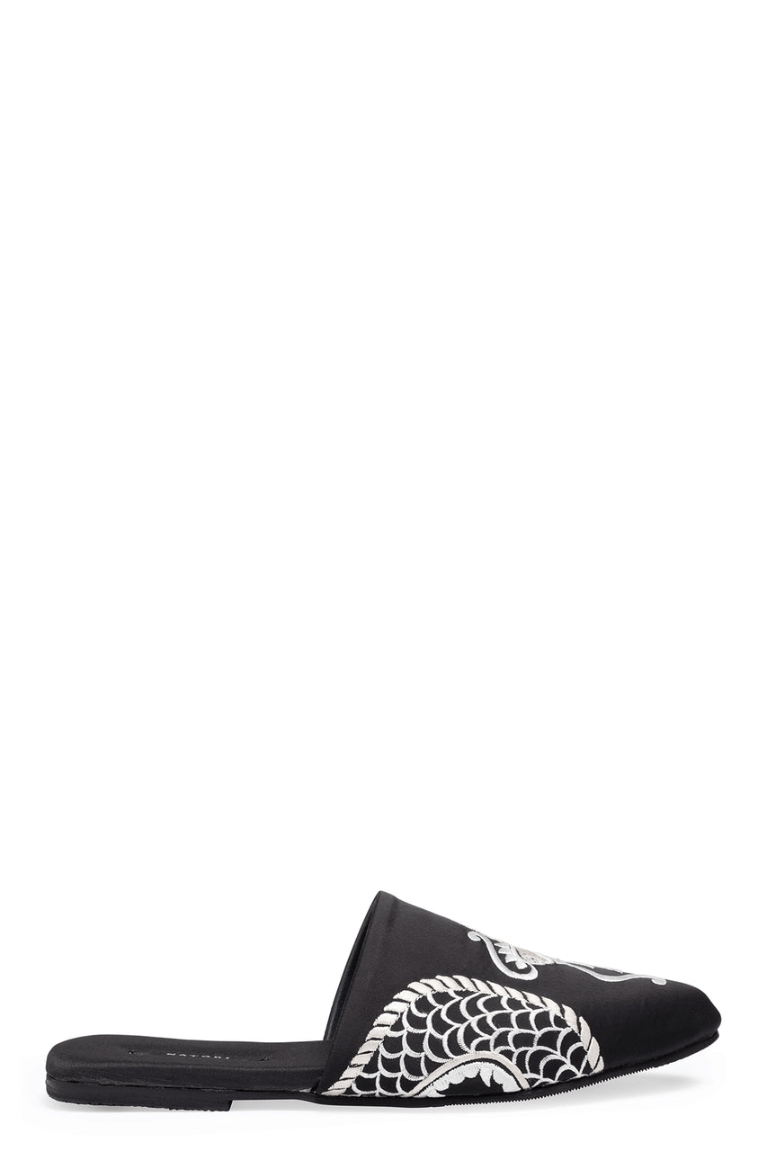 Buy Dragon Embroidered Luxe Charmeuse Slide in Black Online Black