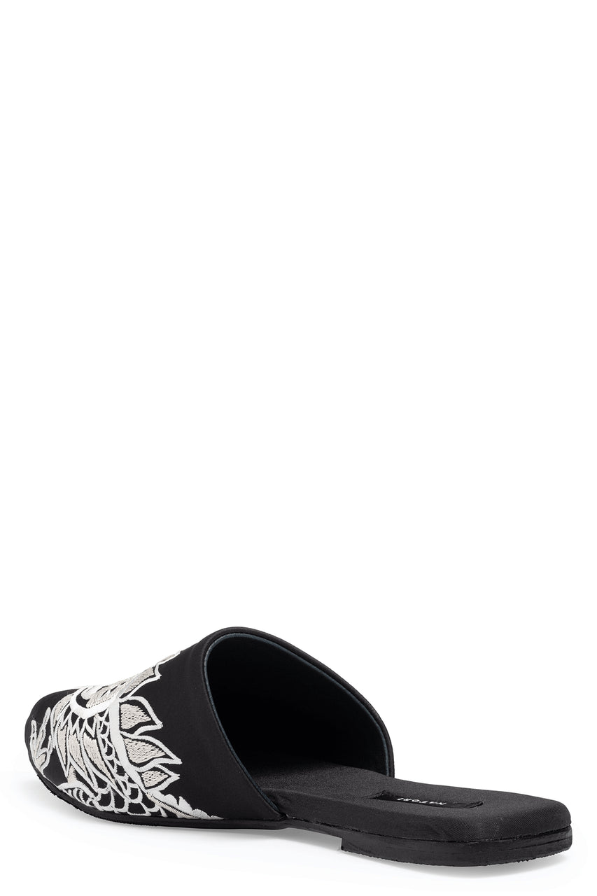Buy Dragon Embroidered Luxe Charmeuse Slide in Black Online Black