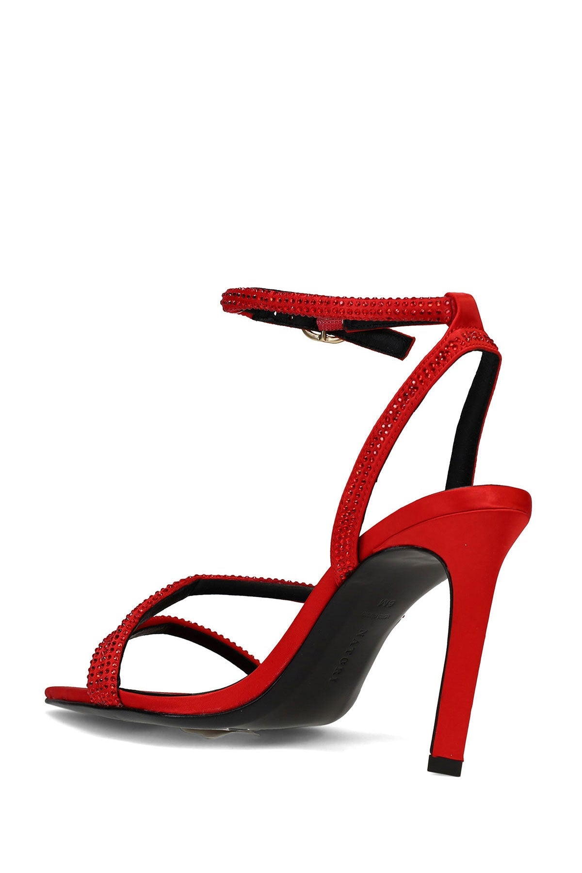 Buy Reiki Satin Embellished Ankle Strap Heel in Brocade Red Online Brocade Red