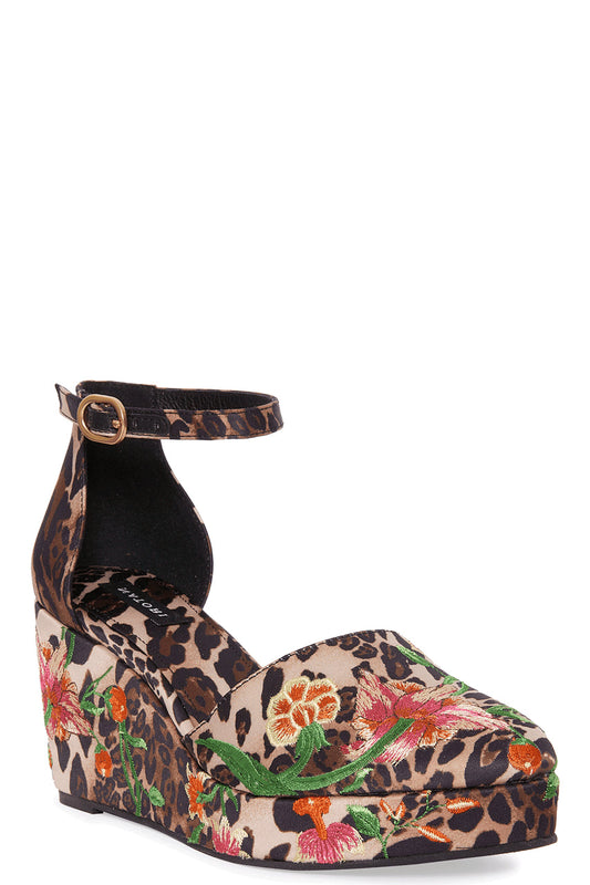 Buy Artsy Chikayo Satin Embroidery Espadrille in Chestnut Online Chestnut