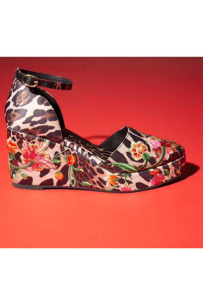 Buy Artsy Chikayo Satin Embroidery Espadrille in Chestnut Online Chestnut