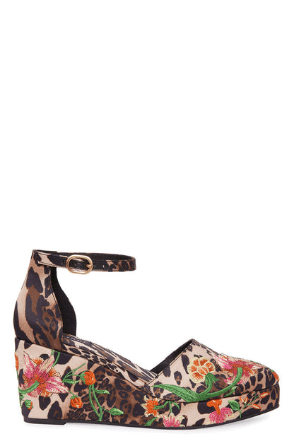 Buy Artsy Chikayo Satin Embroidery Espadrille in Chestnut Online Chestnut