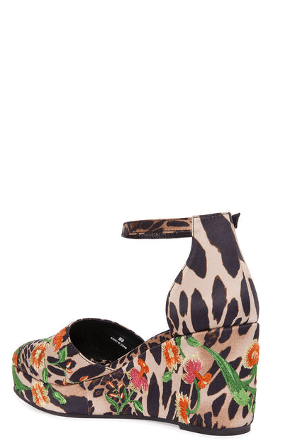 Buy Artsy Chikayo Satin Embroidery Espadrille in Chestnut Online Chestnut