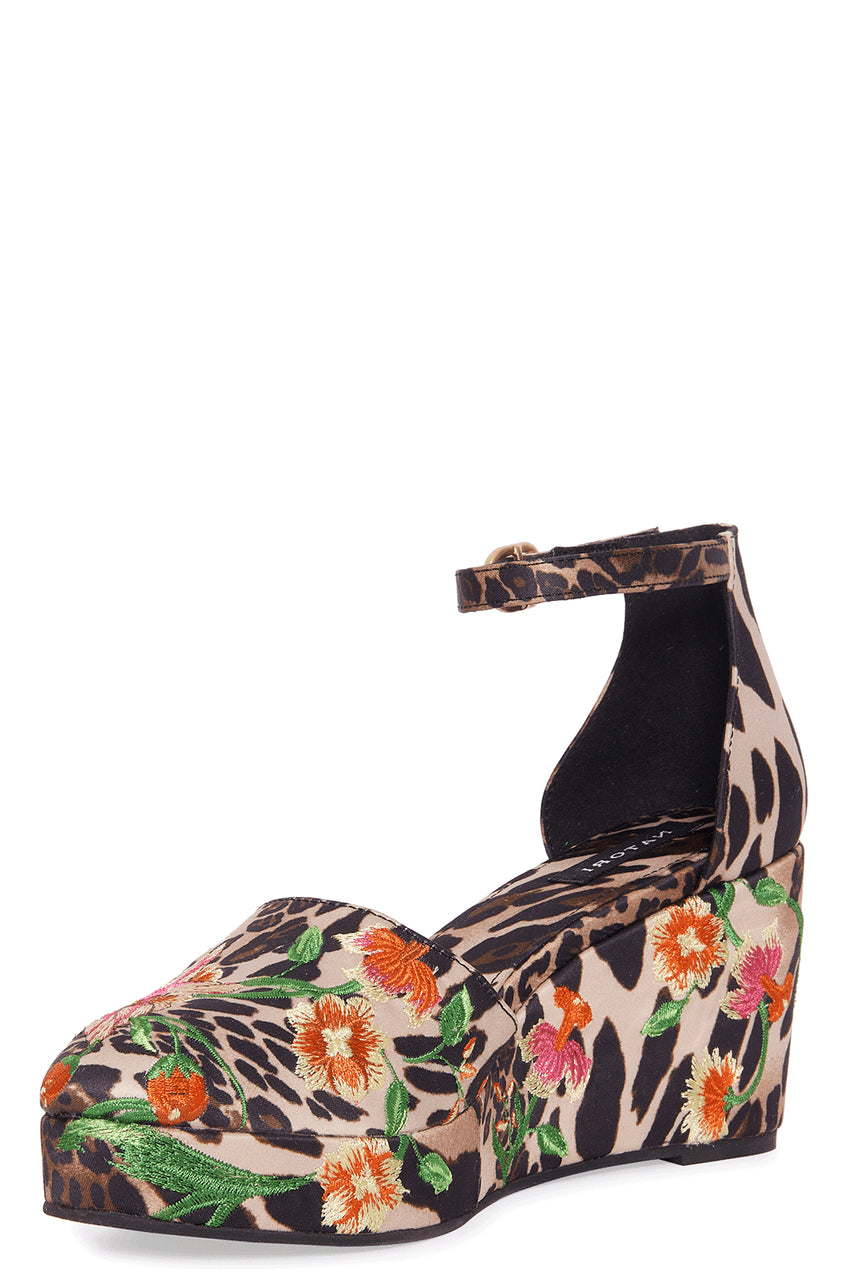 Buy Artsy Chikayo Satin Embroidery Espadrille in Chestnut Online Chestnut