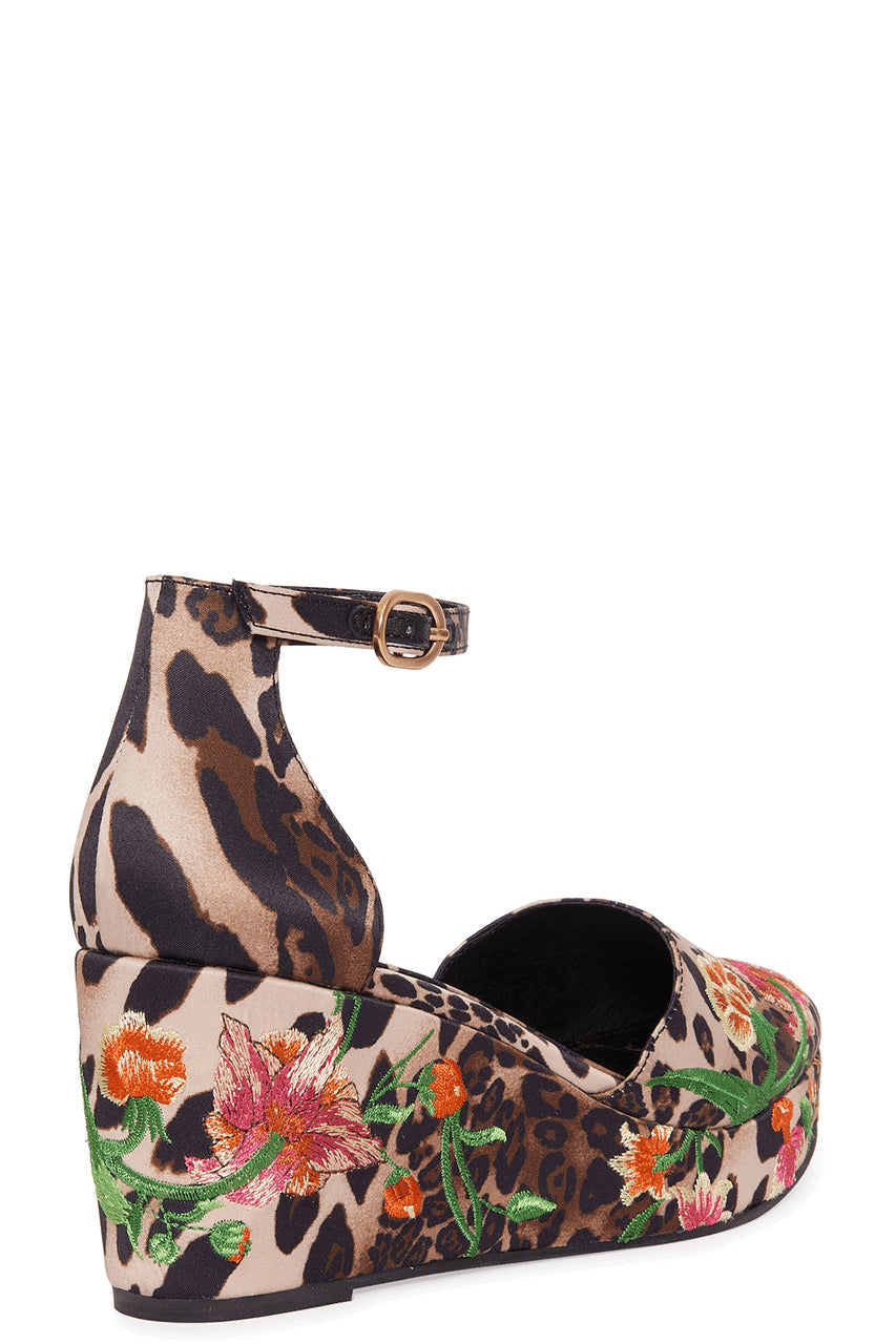 Buy Artsy Chikayo Satin Embroidery Espadrille in Chestnut Online Chestnut