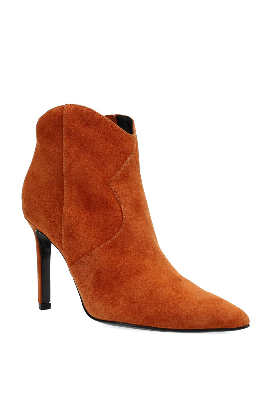 Buy Leiko Suede Heel Bootie in Cognac Online Cognac