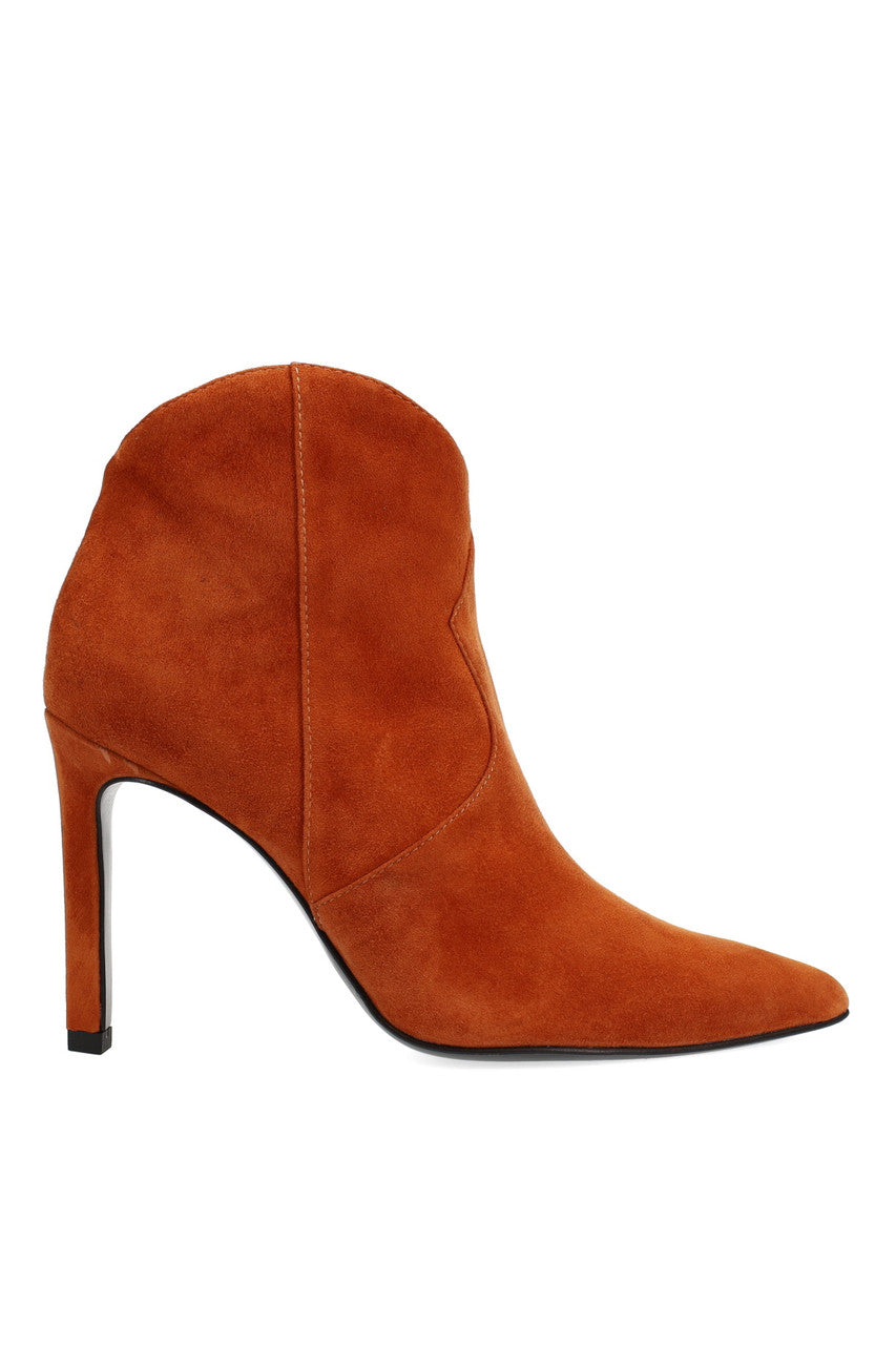 Buy Leiko Suede Heel Bootie in Cognac Online Cognac