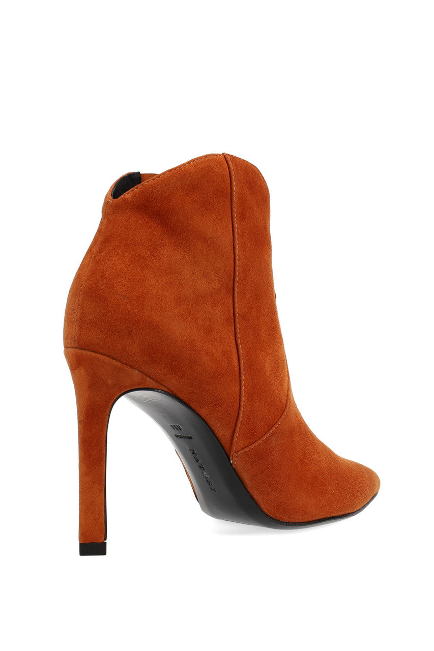 Buy Leiko Suede Heel Bootie in Cognac Online Cognac