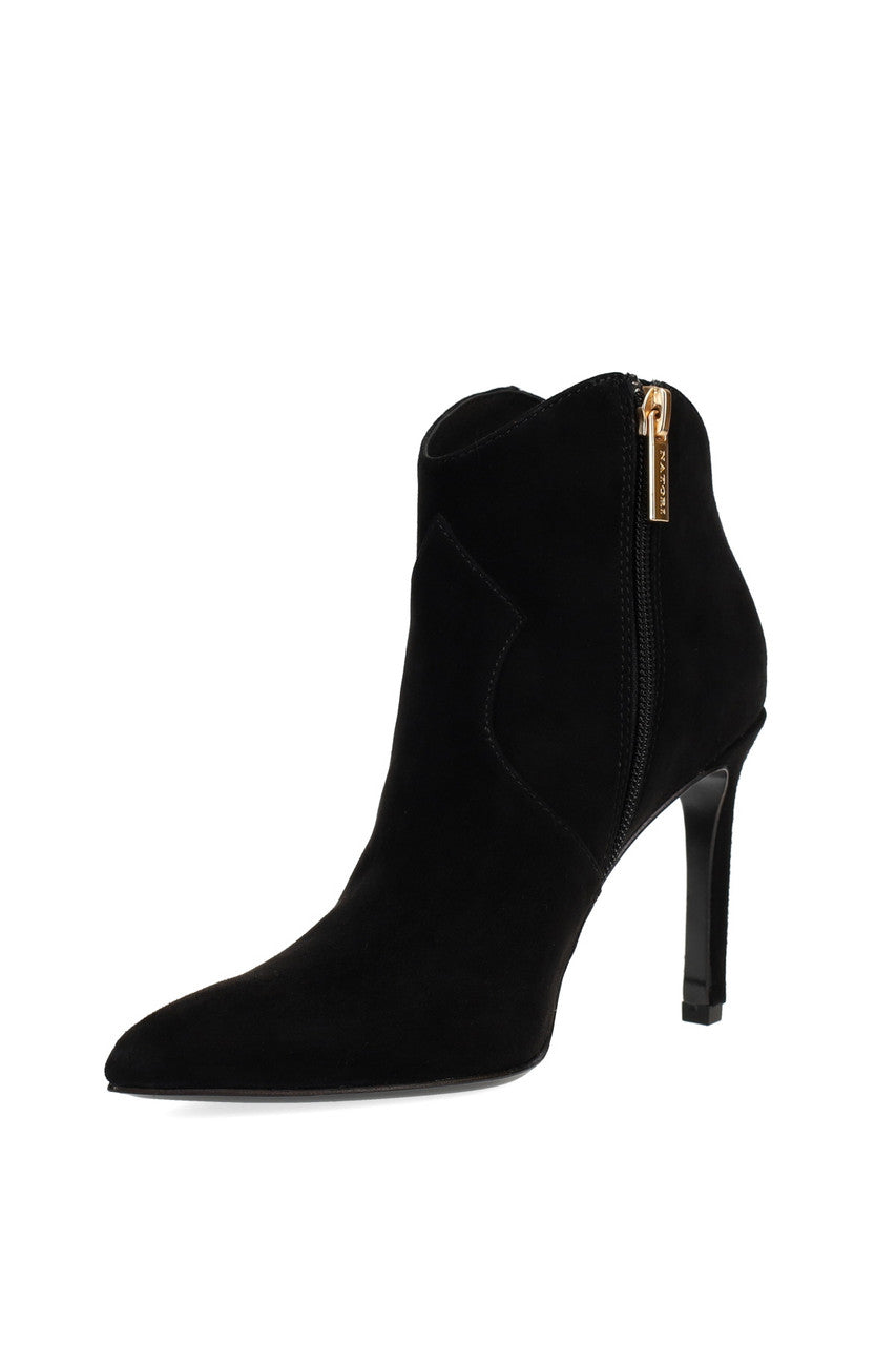 Buy Leiko Suede Heel Bootie in Black Online Black