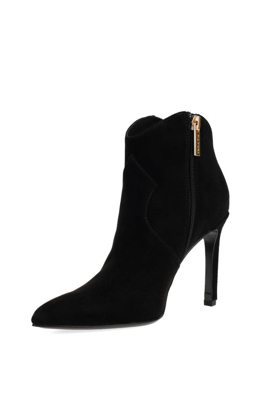 Buy Leiko Suede Heel Bootie in Black Online Black