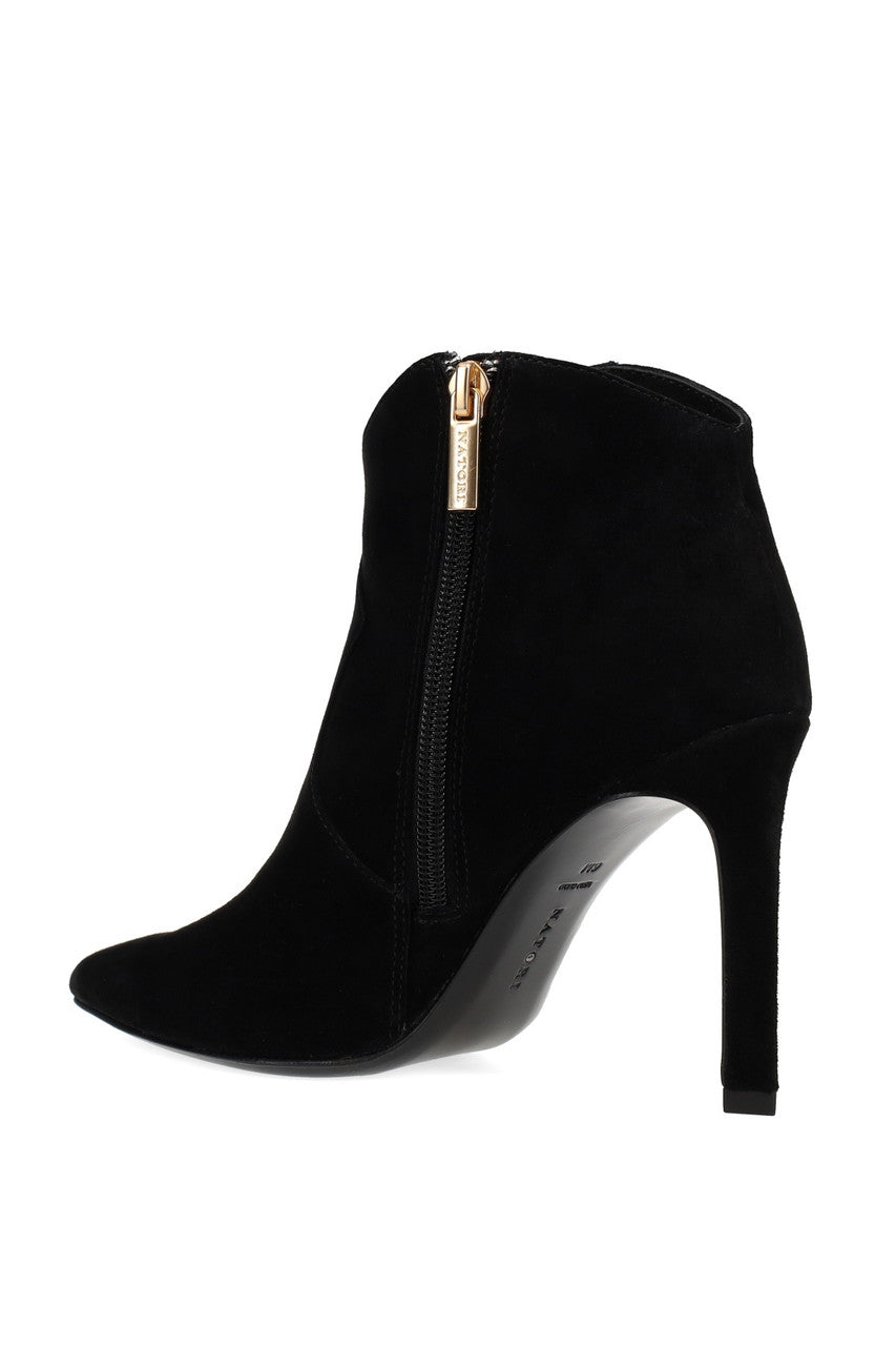 Buy Leiko Suede Heel Bootie in Black Online Black