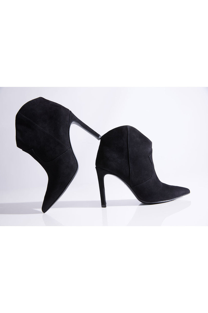 Buy Leiko Suede Heel Bootie in Black Online Black