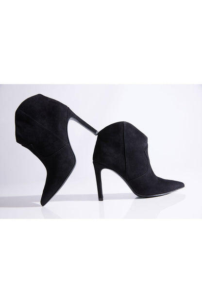 Buy Leiko Suede Heel Bootie in Black Online Black