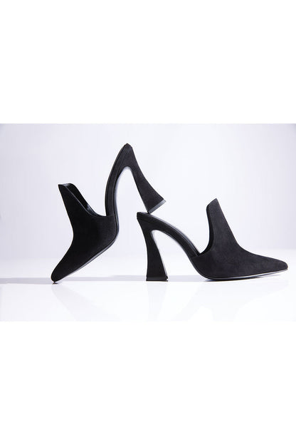 Buy Minh Suede Heel Mule in Black Online Black