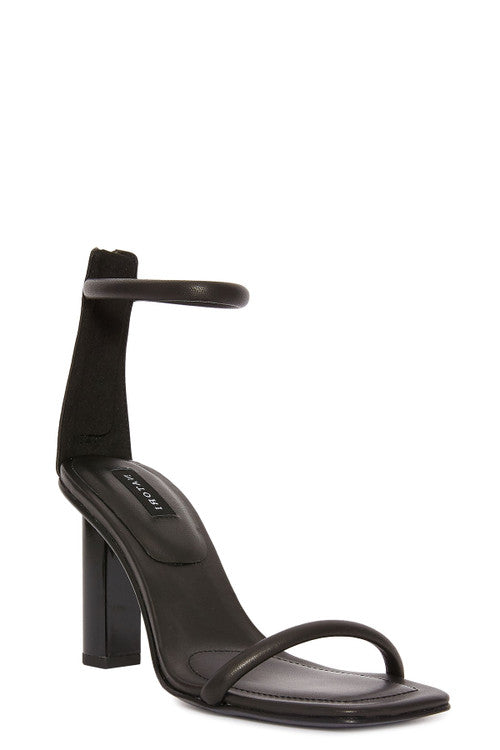 Buy Glow Nappa Leather Block Heel Sandal in Black Online Black