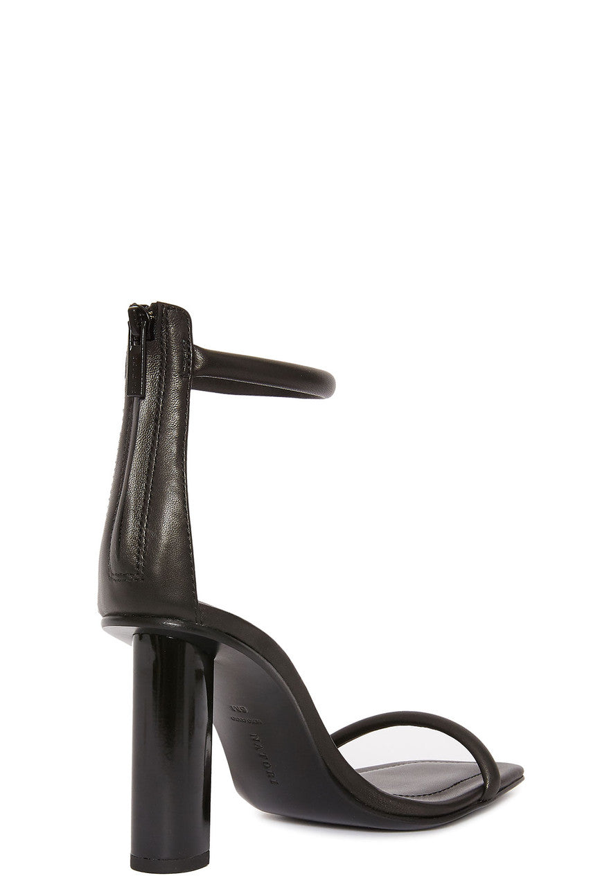 Buy Glow Nappa Leather Block Heel Sandal in Black Online Black