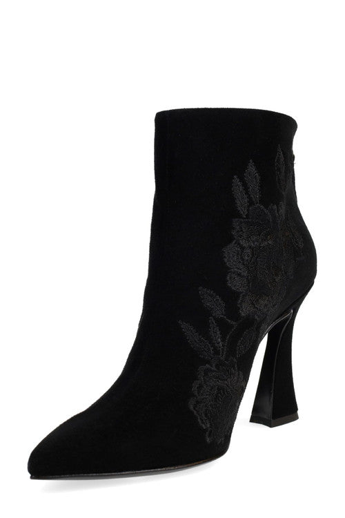 Buy Mitsu Shugo Embroidery Square Heel Ankle Boot in Black Online Black