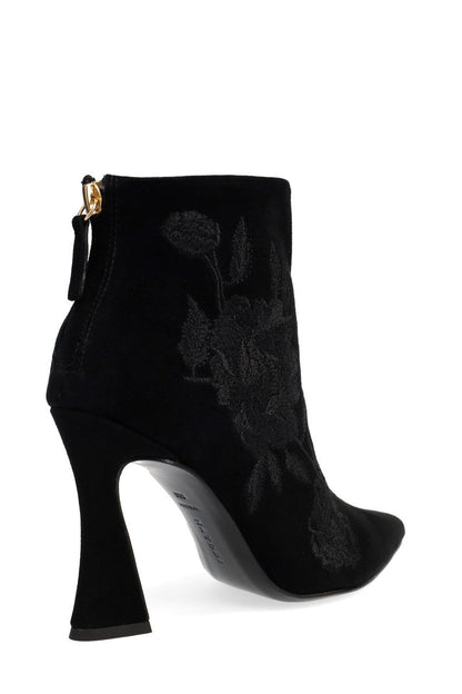 Buy Mitsu Shugo Embroidery Square Heel Ankle Boot in Black Online Black