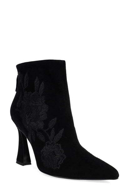 Buy Mitsu Shugo Embroidery Square Heel Ankle Boot in Black Online Black