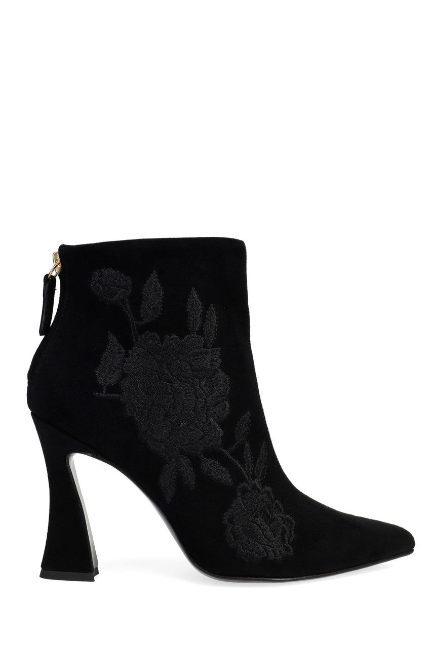 Buy Mitsu Shugo Embroidery Square Heel Ankle Boot in Black Online Black