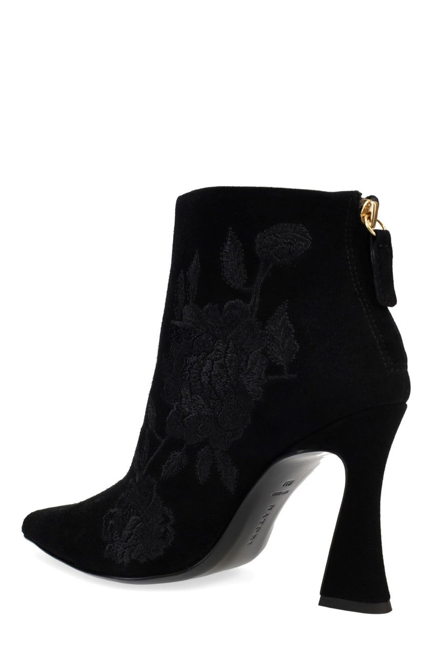 Buy Mitsu Shugo Embroidery Square Heel Ankle Boot in Black Online Black