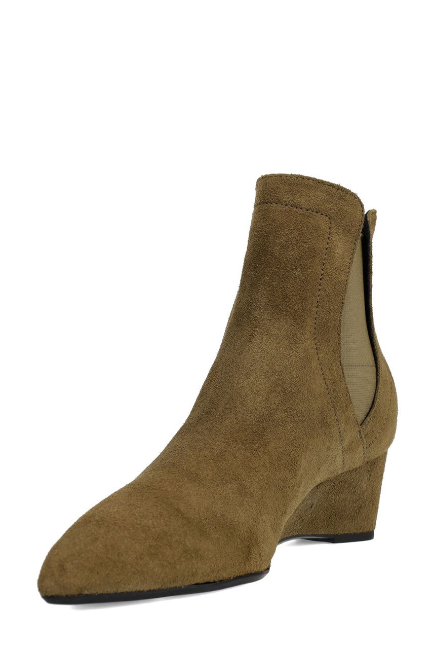 Buy Gaisha-Su Suede Wedge Bootie in Olive Online Olive