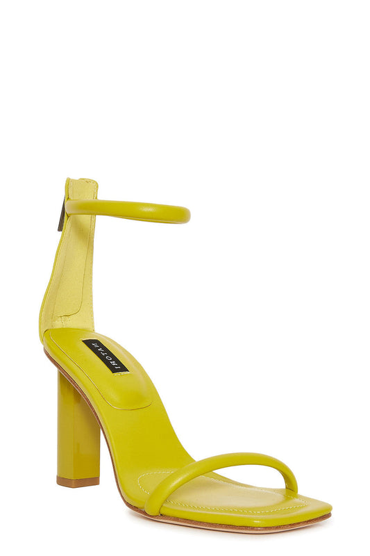 Buy Glow Nappa Leather Block Heel Sandal in Citron Online Citron