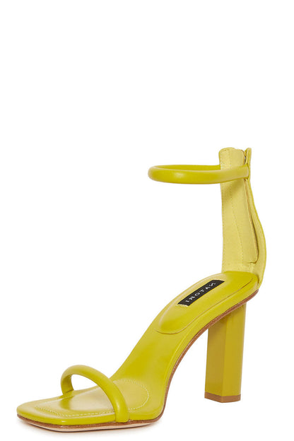 Buy Glow Nappa Leather Block Heel Sandal in Citron Online Citron