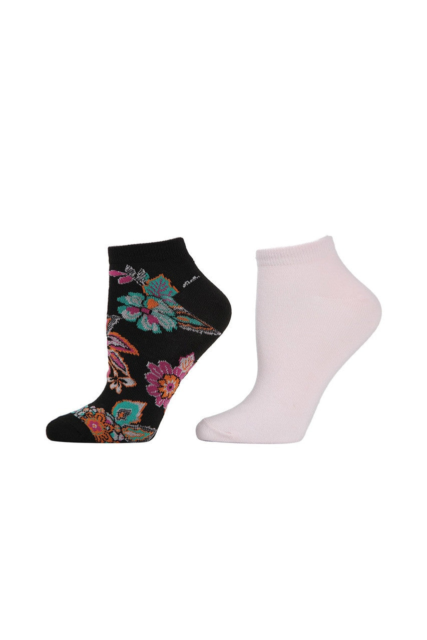 Buy Pop Floral Socks - 2 Pair Pack in Black Online Black