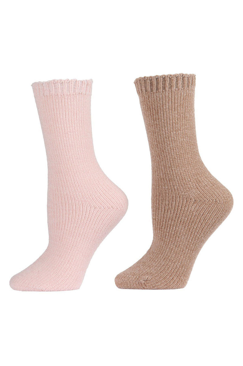 Buy Chenille Solid Crew Socks - 2 Pair Pack in Blush/Taupe Online Blush/Taupe