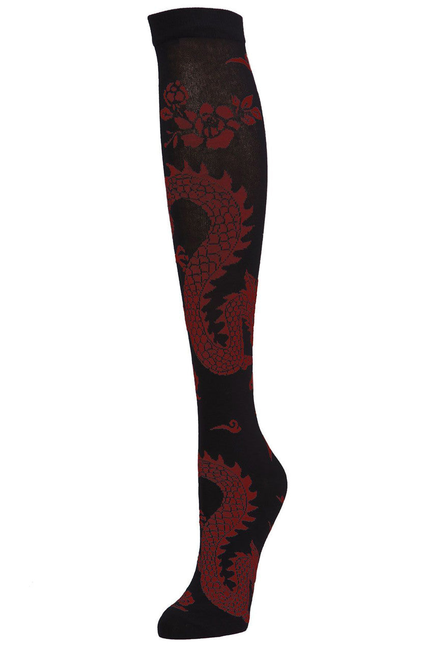 Buy Dragon Knee High Socks in Black/Rhubarb Online Black/Rhubarb