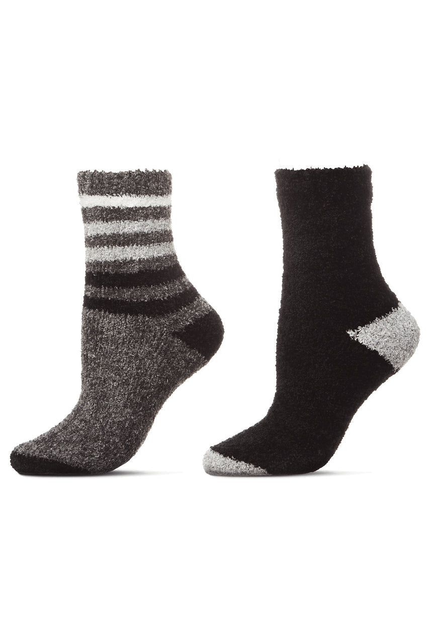 Buy Chenille Multi Striped/Solid Cozy Crew Socks - 2 Pair Pack in Castlerock Online Castlerock