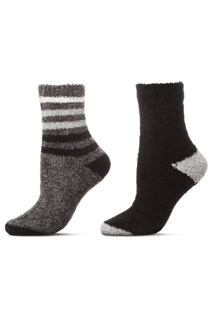 Buy Chenille Multi Striped/Solid Cozy Crew Socks - 2 Pair Pack in Castlerock Online Castlerock