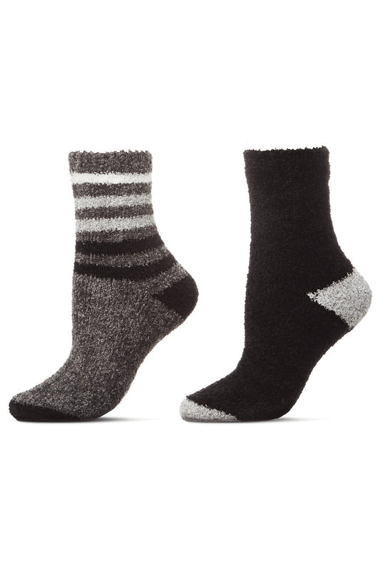 Buy Chenille Multi Striped/Solid Cozy Crew Socks - 2 Pair Pack in Castlerock Online Castlerock